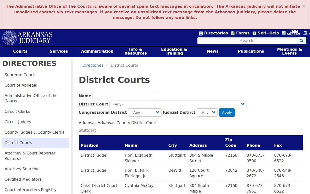 Arkansas County court case records District Court directory