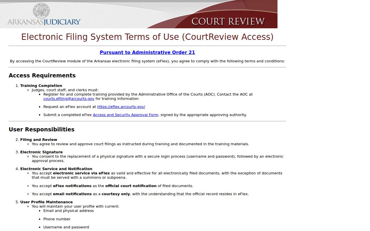 Arkansas County docket search electronic filing support page