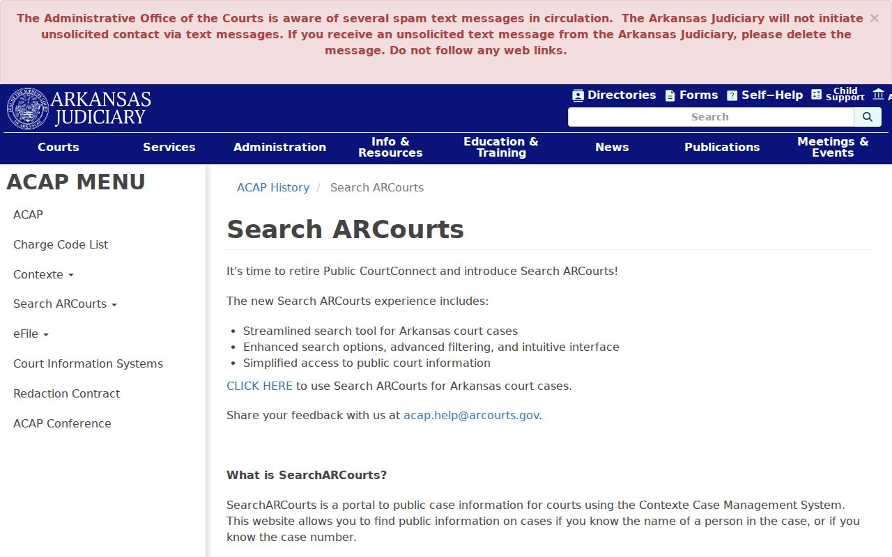 Arkansas County court docket Search ARCourts coverage explanation